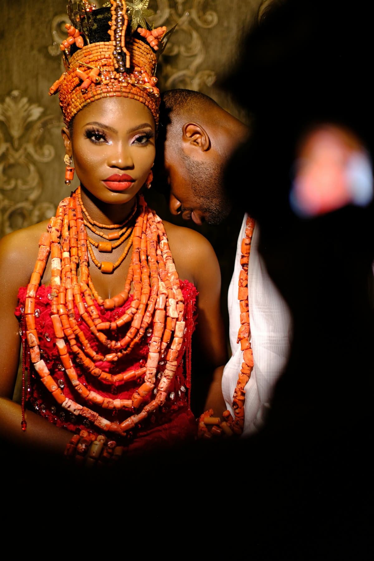 A couple in traditional wedding attire