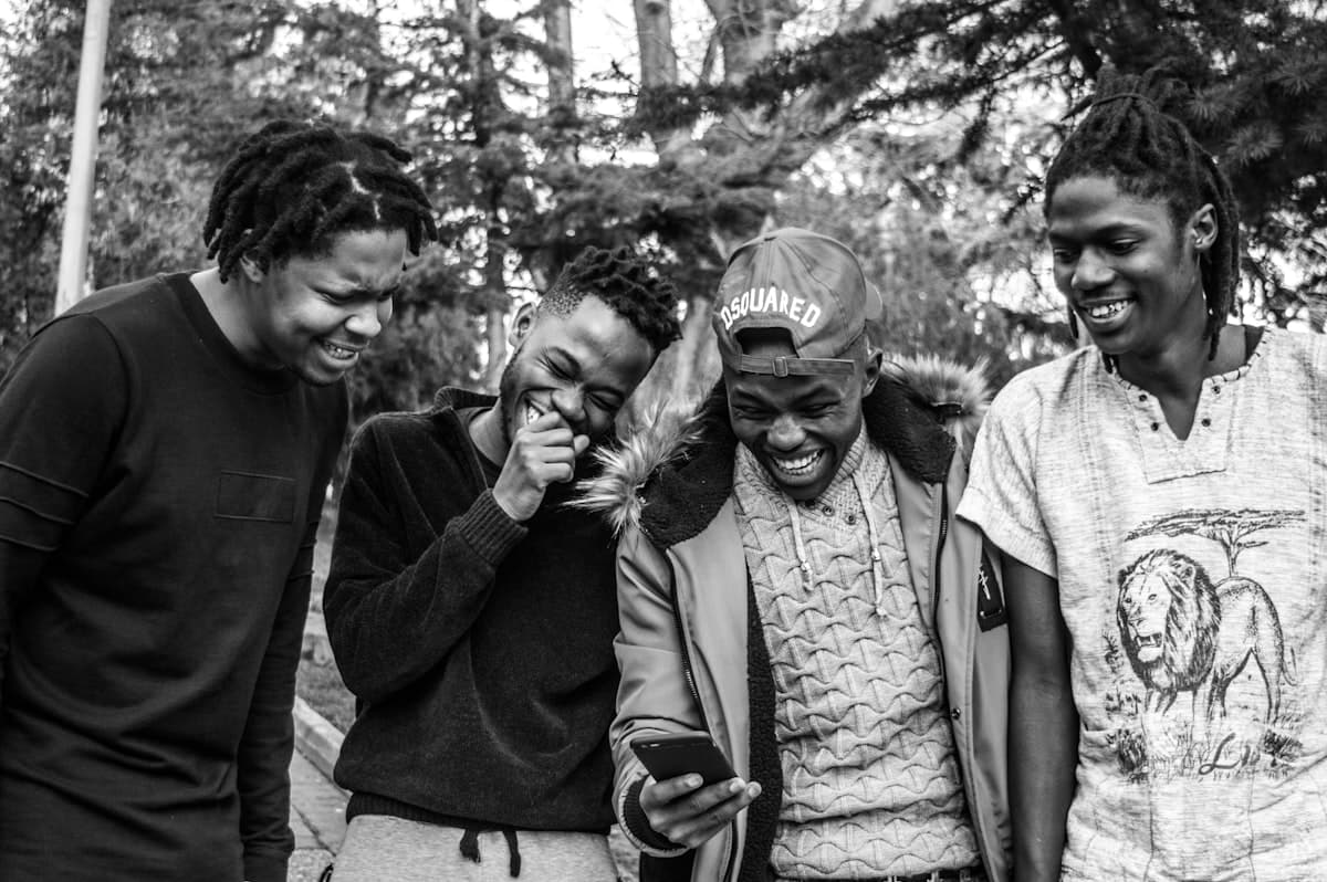 A group of friends laughing